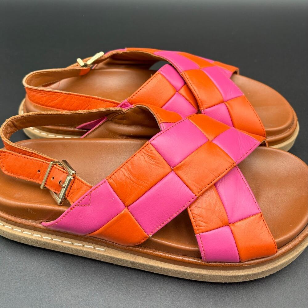 ALOHAS marshmallow scacchi leather sandals pomelo orange magenta woven 38 7.5 8 - Picture 8 of 11